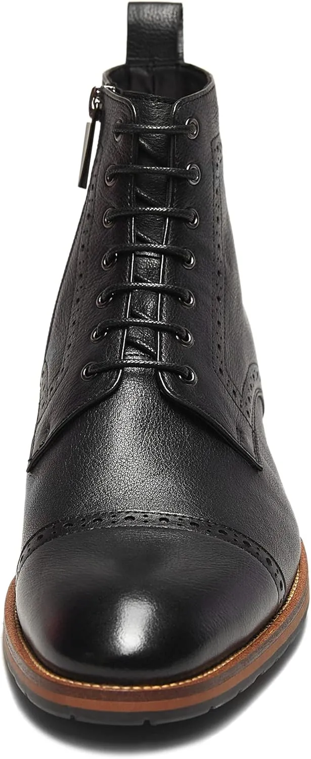 Mens motorcycle boots genuine leather combat casual Dress work boots for men