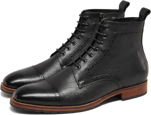 Mens motorcycle boots genuine leather combat casual Dress work boots for men