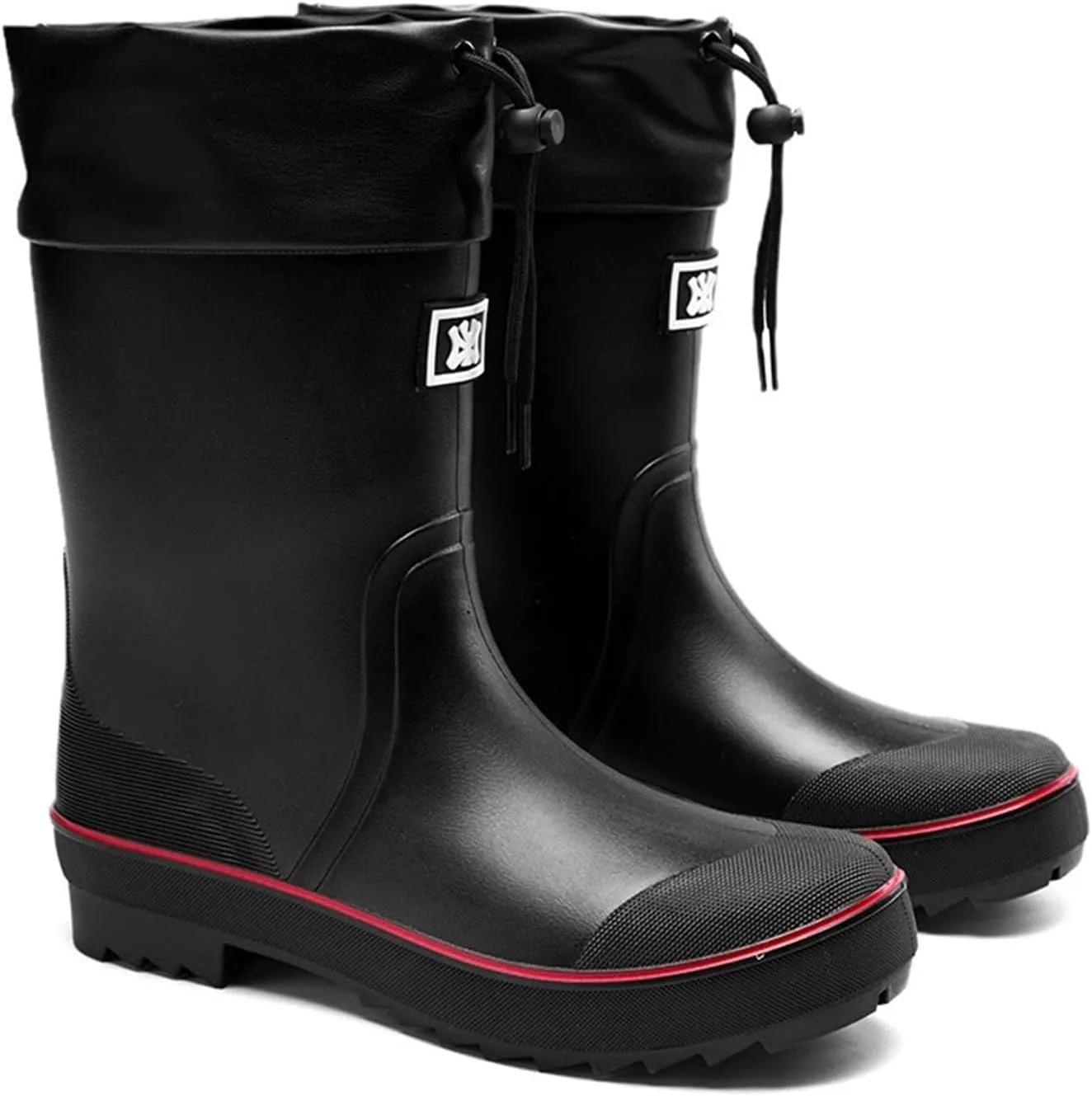 Mens Rain Boots Water boots Waterproof PVC Rubber Boots Outdoor Mud Boots,Comfort Lightweight Mid-Calf Gardening Fishing Shoes for Yard Farm Work