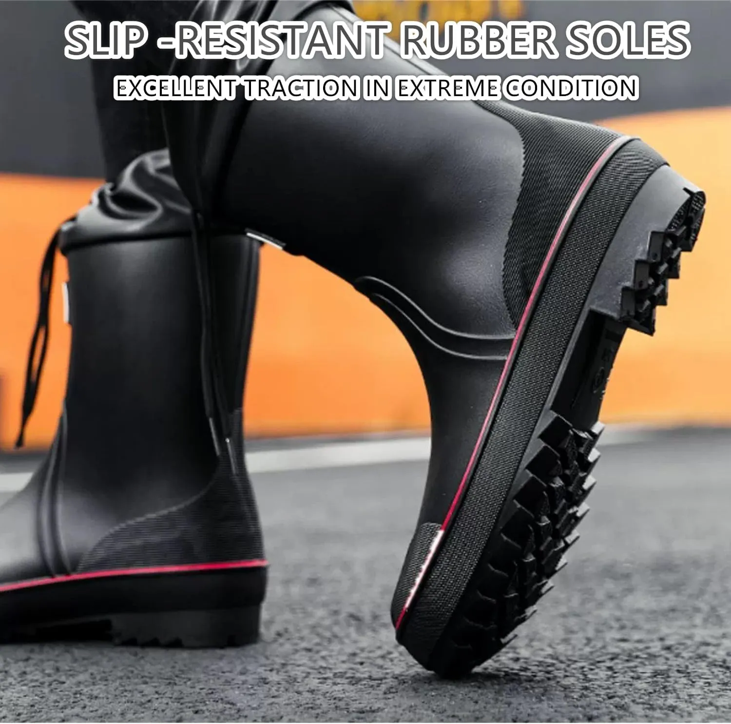 Mens Rain Boots Water boots Waterproof PVC Rubber Boots Outdoor Mud Boots,Comfort Lightweight Mid-Calf Gardening Fishing Shoes for Yard Farm Work