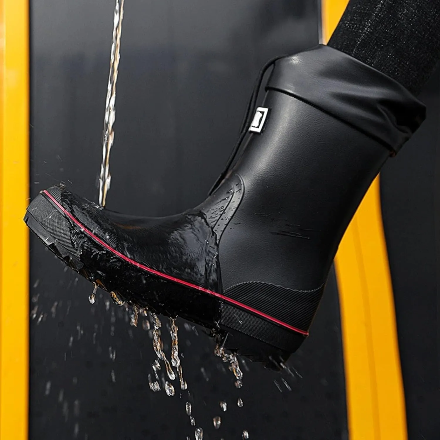 Mens Rain Boots Water boots Waterproof PVC Rubber Boots Outdoor Mud Boots,Comfort Lightweight Mid-Calf Gardening Fishing Shoes for Yard Farm Work