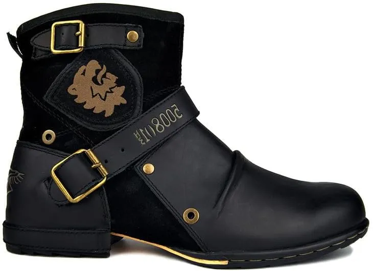 Men's Retro Hiking Boots Classic Breathable Lightweight Non-Slip Outdoor Zip Motorcycle Boots Cowboy Boots