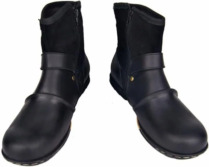 Men's Retro Hiking Boots Classic Breathable Lightweight Non-Slip Outdoor Zip Motorcycle Boots Cowboy Boots