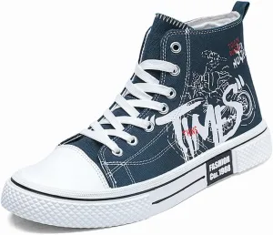 Men's Skate Lightweight High Top Canvas Sneakers Breathable Flat Walking Shoes