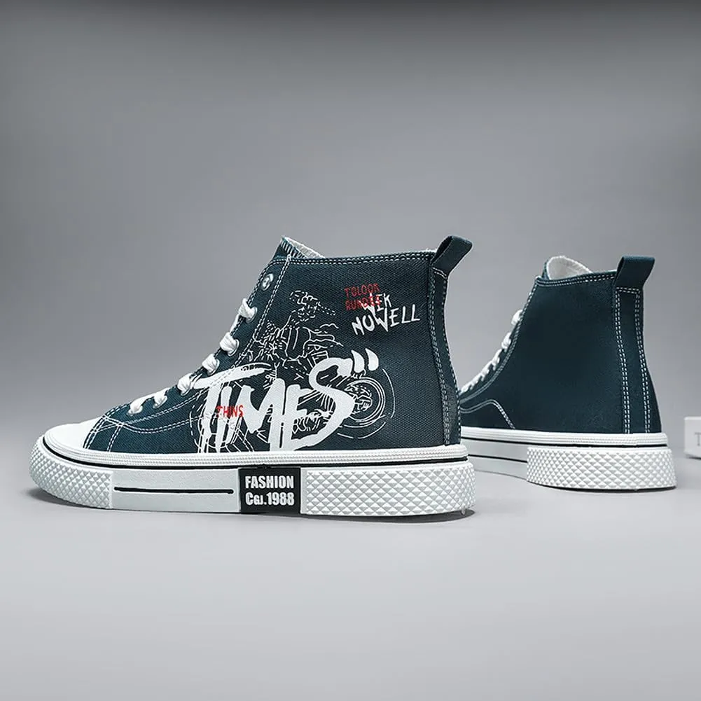 Men's Skate Lightweight High Top Canvas Sneakers Breathable Flat Walking Shoes