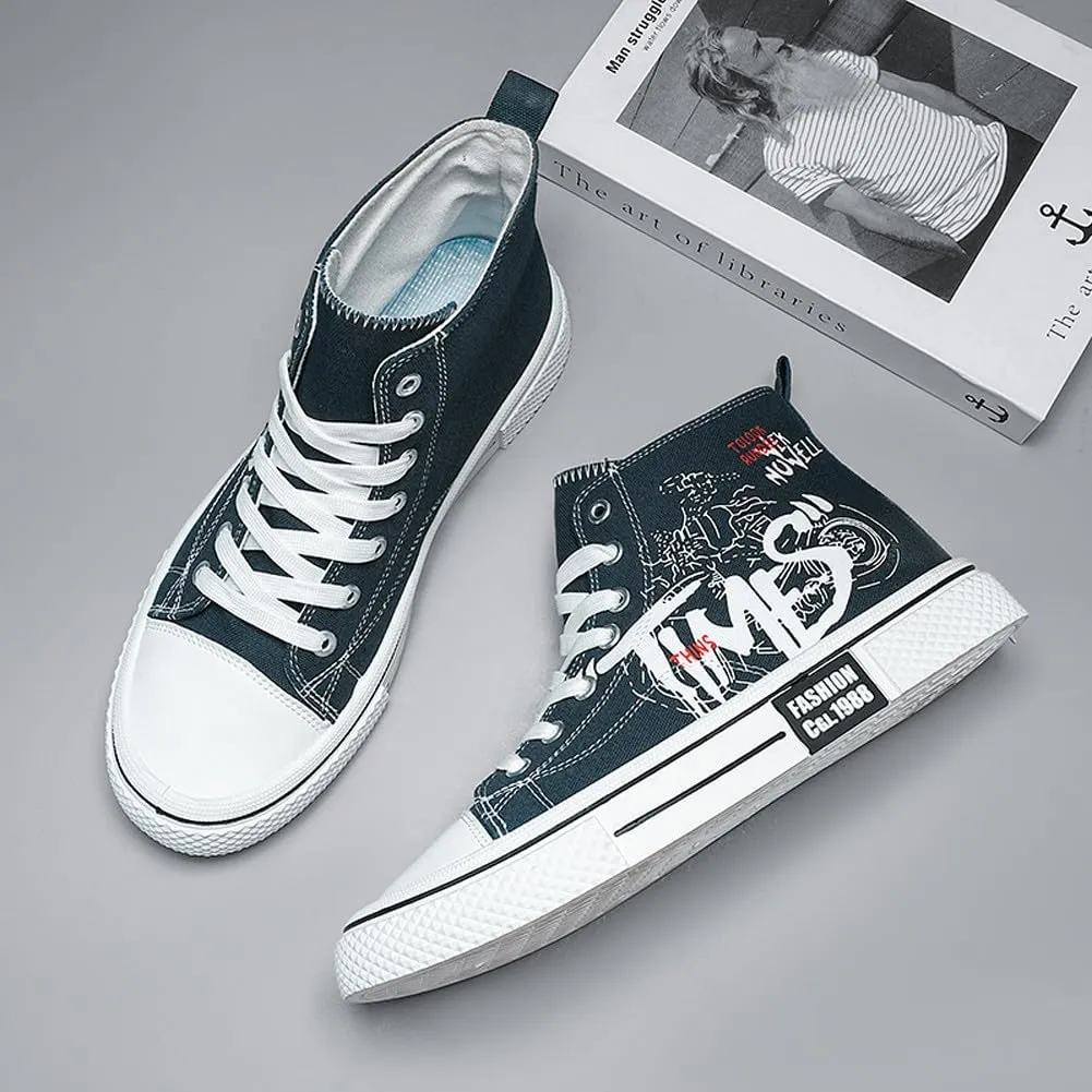 Men's Skate Lightweight High Top Canvas Sneakers Breathable Flat Walking Shoes