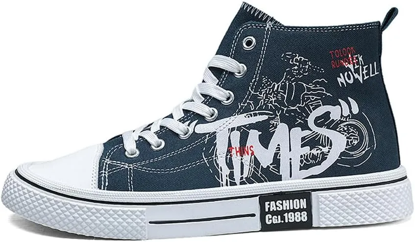 Men's Skate Lightweight High Top Canvas Sneakers Breathable Flat Walking Shoes