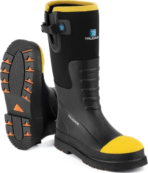 Men's Steel Toe Rubber Boots, Waterproof Anti Slip Mud Boots, 6mm Neoprene Warm Outdoor Hunting Boots, Black, Size 6-14