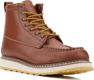 Men's Stylish Classic 4", 6", & 8" Soft Moc Toe & Steel Toe EH Leather SureTrack Work Boots with Non-Slip Wedge Outsole & Goodyear Storm Welt