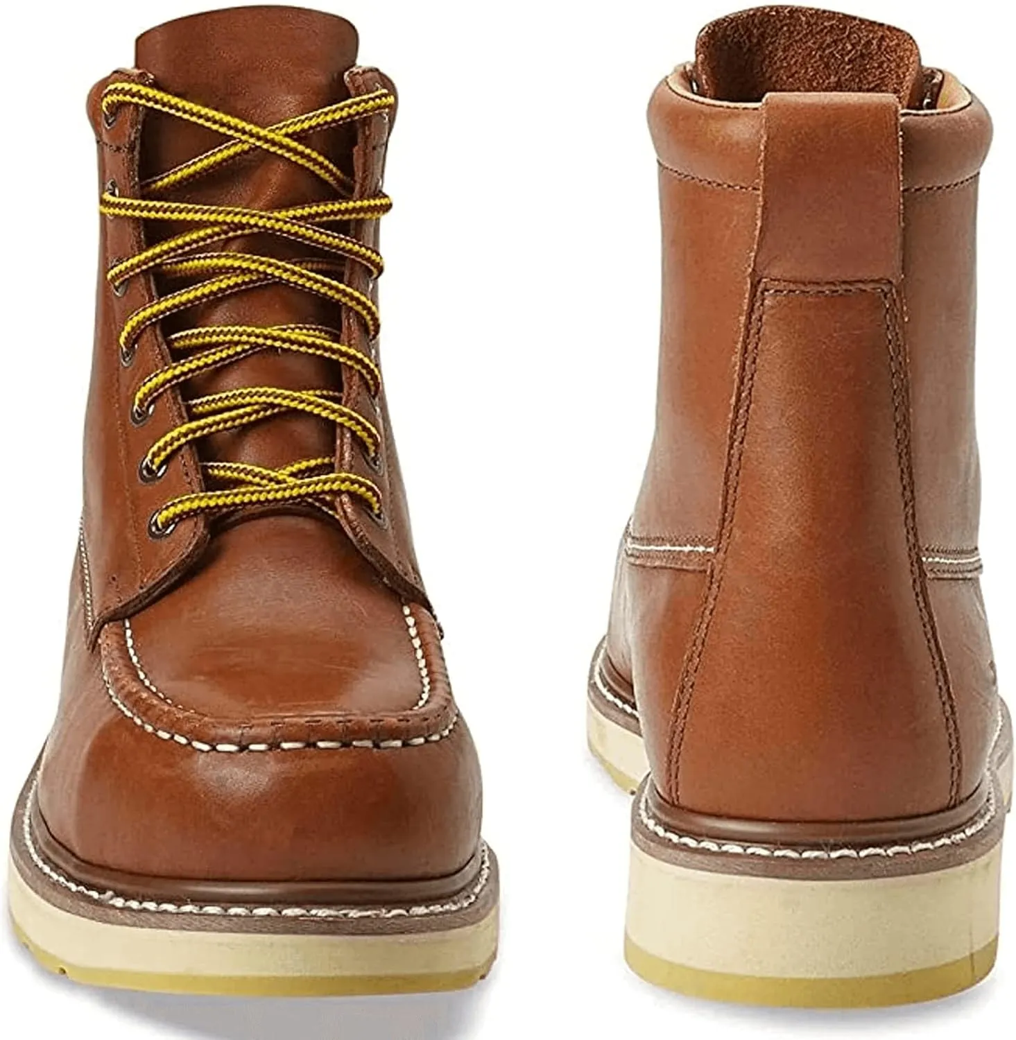 Men's Stylish Classic 4", 6", & 8" Soft Moc Toe & Steel Toe EH Leather SureTrack Work Boots with Non-Slip Wedge Outsole & Goodyear Storm Welt