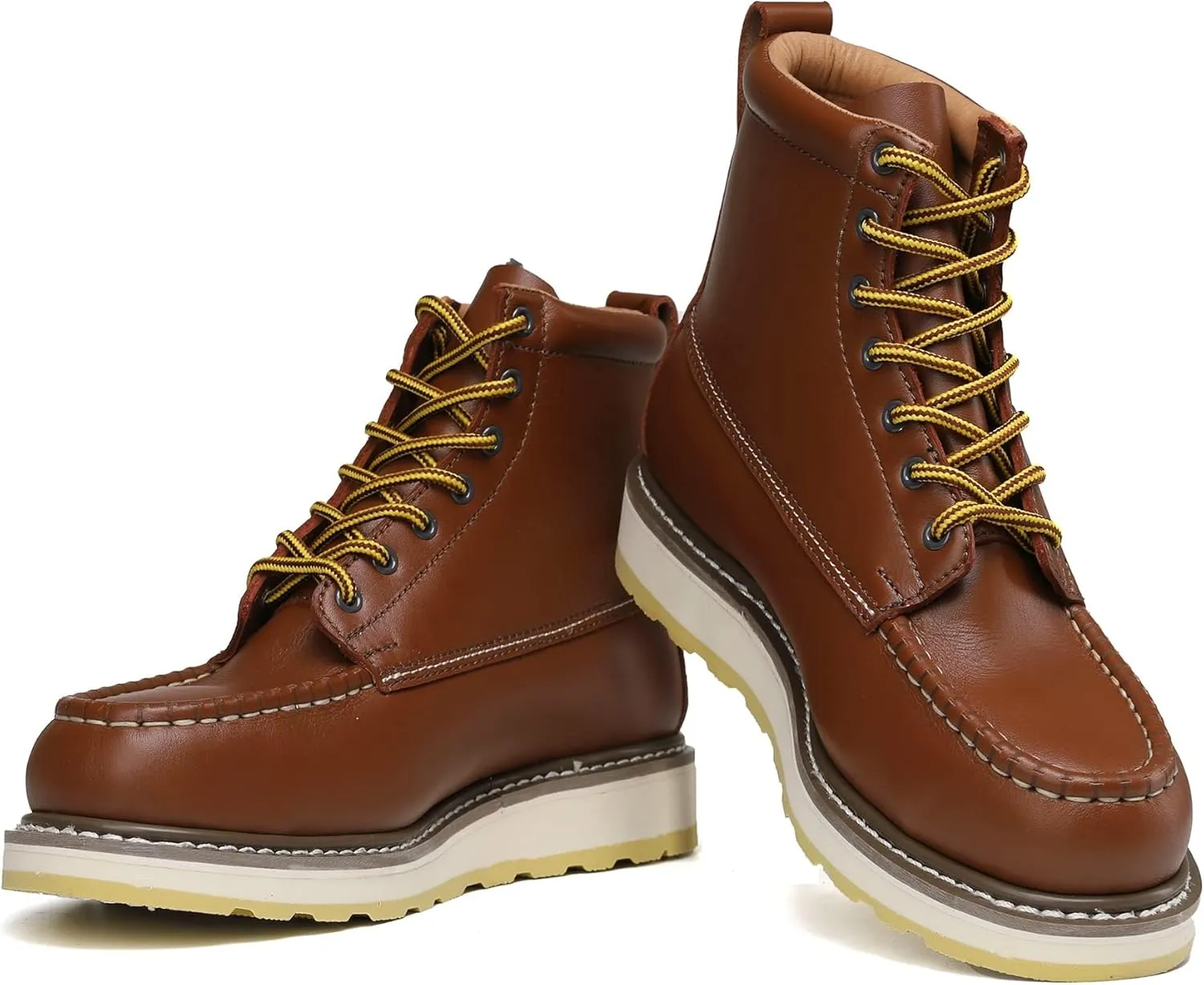 Men's Stylish Classic 6"- 8" Soft Moc Toe EH Leather Work Boot With Non-Slip Wedge Outsole & Goodyear Storm Welt
