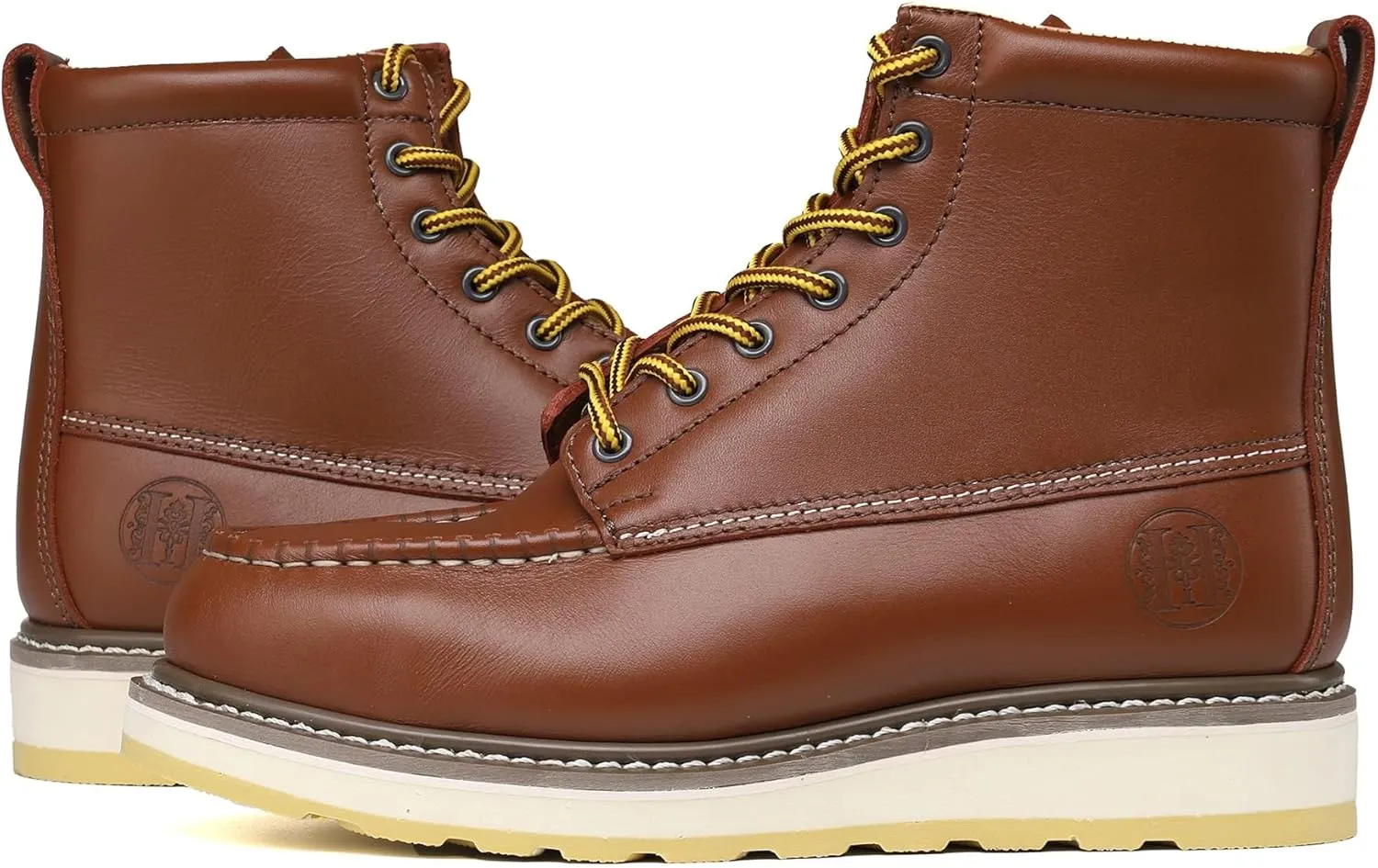 Men's Stylish Classic 6"- 8" Soft Moc Toe EH Leather Work Boot With Non-Slip Wedge Outsole & Goodyear Storm Welt