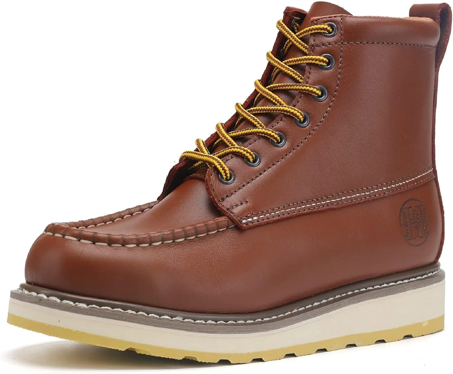 Men's Stylish Classic 6"- 8" Soft Moc Toe EH Leather Work Boot With Non-Slip Wedge Outsole & Goodyear Storm Welt