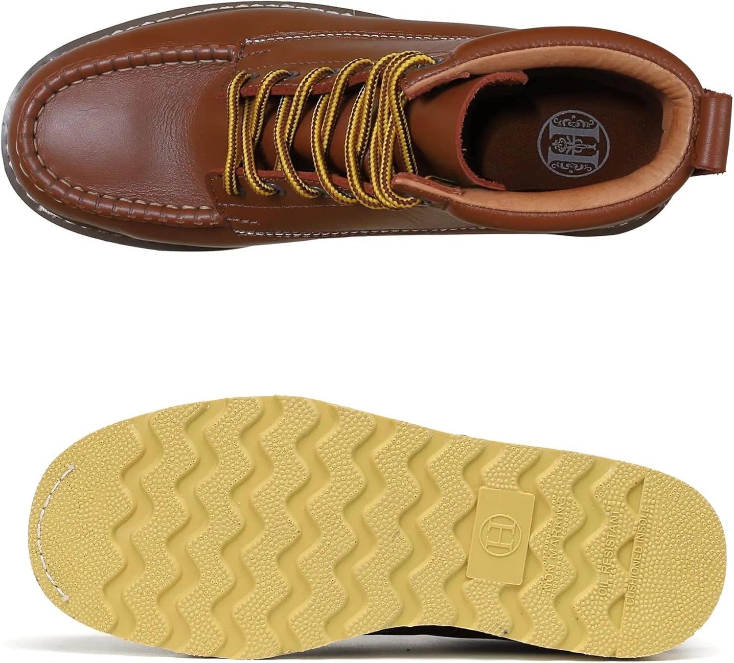 Men's Stylish Classic 6"- 8" Soft Moc Toe EH Leather Work Boot With Non-Slip Wedge Outsole & Goodyear Storm Welt