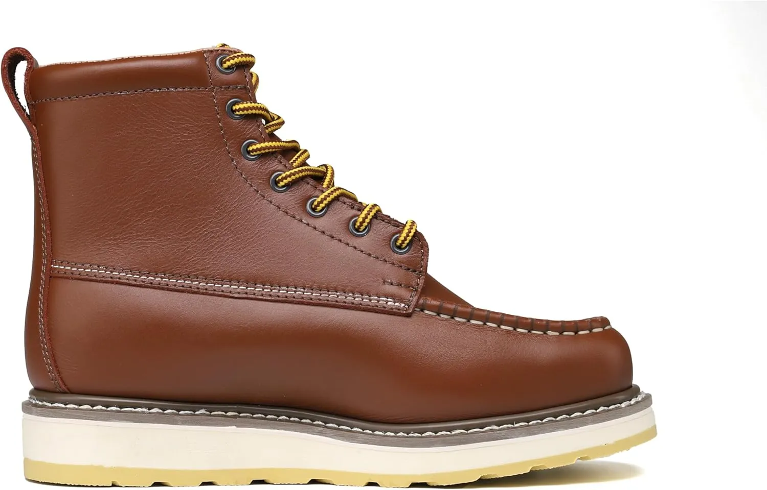 Men's Stylish Classic 6"- 8" Soft Moc Toe EH Leather Work Boot With Non-Slip Wedge Outsole & Goodyear Storm Welt
