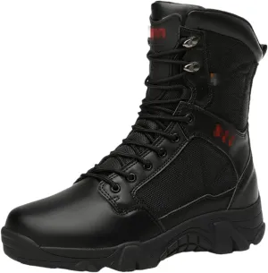 Men's Tactical Boots High Top Hiking Shoes Outdoor Anti-Collision Zipper Waterproof Military Boots