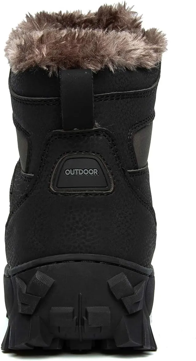 Men's Waterproof Hiking Boots Winter Outdoor Warm Fur Lined Snow Boots Backpacking Working Boots