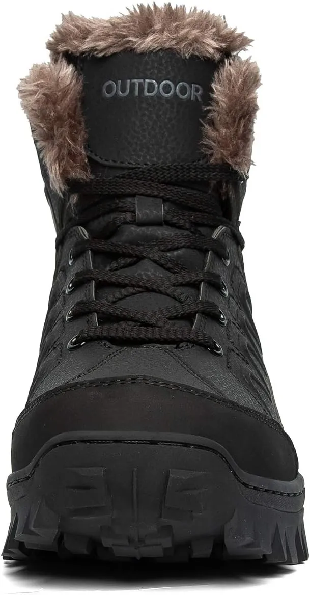 Men's Waterproof Hiking Boots Winter Outdoor Warm Fur Lined Snow Boots Backpacking Working Boots