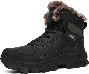 Men's Waterproof Hiking Boots Winter Outdoor Warm Fur Lined Snow Boots Backpacking Working Boots