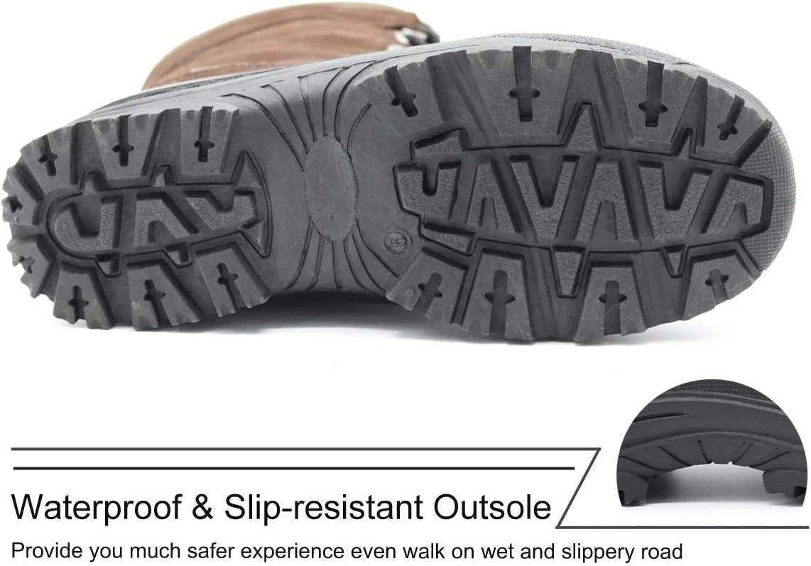 Men's Winter uggs are Waterproof, Non-Slip, Safe and Warm Outdoor Classic Suede, Detachable Lining, Non-Slip Rubber Outsole, Mid-Calf Height Boots