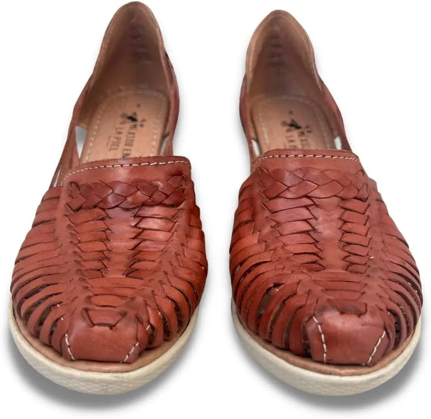 Mexico en la Piel Women's Huarache Sandals - Genuine Leather, Closed Toe, Wedge Heel 2.5 Inches, Handmade in Mexico - Available in 3 Unique Designs with Slip-On & Ankle Strap Options