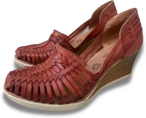 Mexico en la Piel Women's Huarache Sandals - Genuine Leather, Closed Toe, Wedge Heel 2.5 Inches, Handmade in Mexico - Available in 3 Unique Designs with Slip-On & Ankle Strap Options