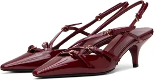 MICIFA Slingback Kitten Heels for Women Pointed Toe Stiletto Heels Slip On Pumps with Buckled Straps Dress Work Heeled Sandals