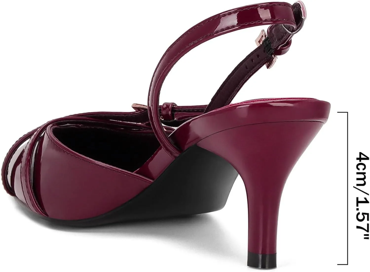MICIFA Slingback Kitten Heels for Women Pointed Toe Stiletto Heels Slip On Pumps with Buckled Straps Dress Work Heeled Sandals