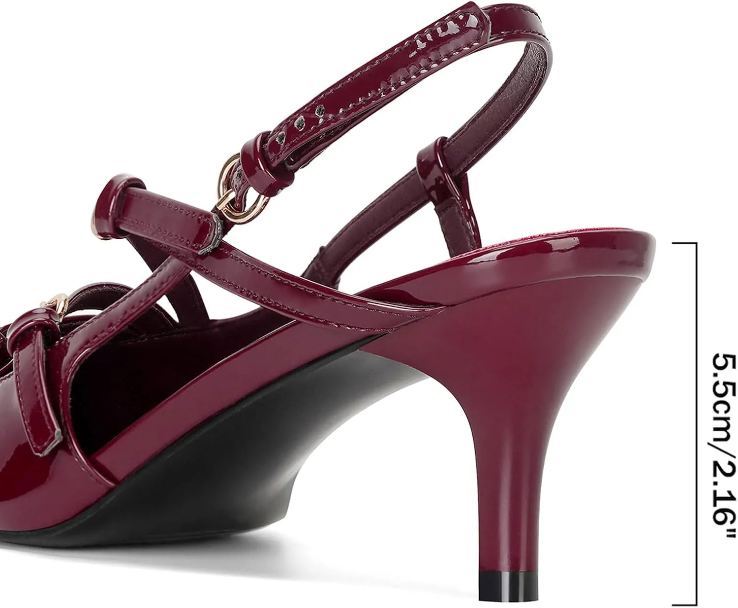MICIFA Slingback Kitten Heels for Women Pointed Toe Stiletto Heels Slip On Pumps with Buckled Straps Dress Work Heeled Sandals