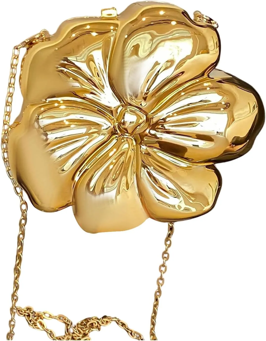 Milumia Women's Summer Metallic Flower Clutch Purse Elegant Chain Strap Crossbody Bags