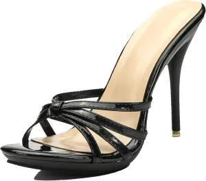 Minishion Womens Sandals Slides Heel Slip on Stiletto Summer Dress Mules TM003