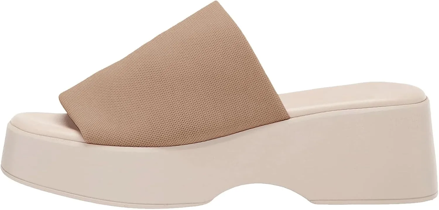 Minshluu Womens Wedge SIides Sandals Platform Open Toe Slip On Elastic Band Wedges Shoes