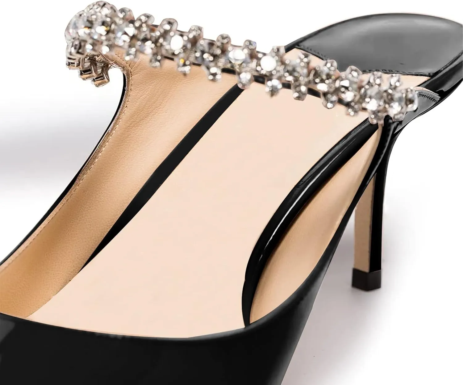 MIRAAZZURRA Women Heeled Mules Rhinestone Strappy Pointed Toe Mules Stiletto High Heels Slip On Bridal Sandals for Women