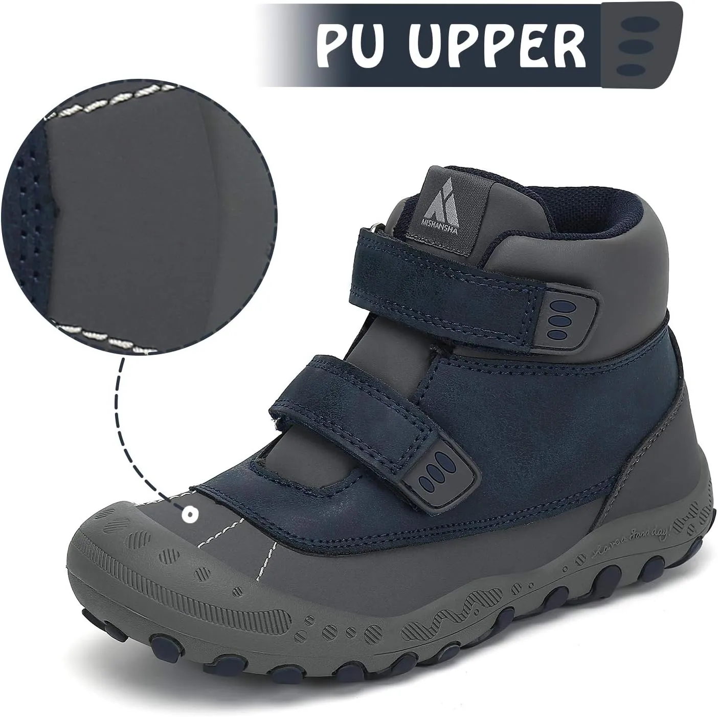 Mishansha Unisex-Child Outdoor Ankle Hiking Boots Boys Girls Trekking Walking Shoes with Hook and Loop