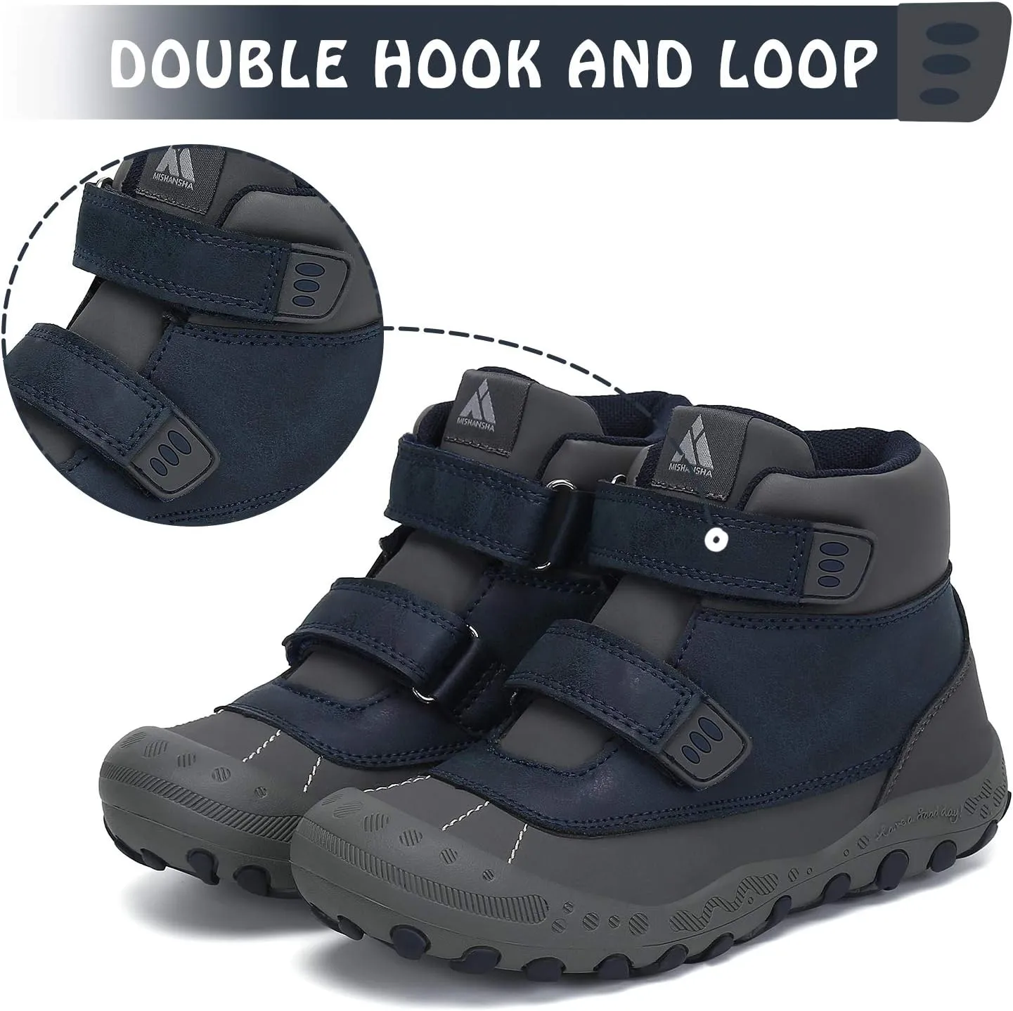 Mishansha Unisex-Child Outdoor Ankle Hiking Boots Boys Girls Trekking Walking Shoes with Hook and Loop