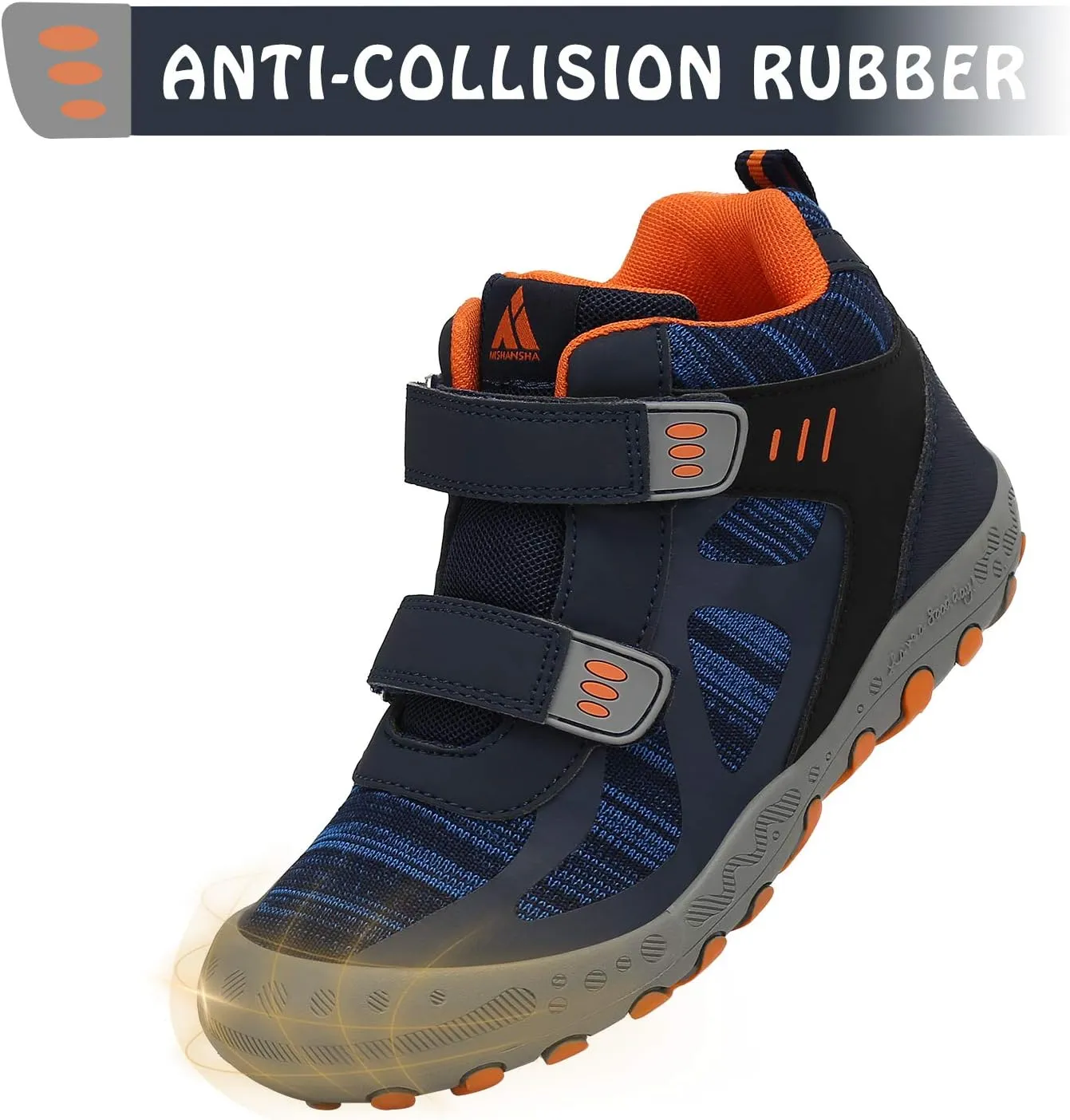 Mishansha Unisex-Child Outdoor Ankle Hiking Boots Boys Girls Trekking Walking Shoes with Hook and Loop