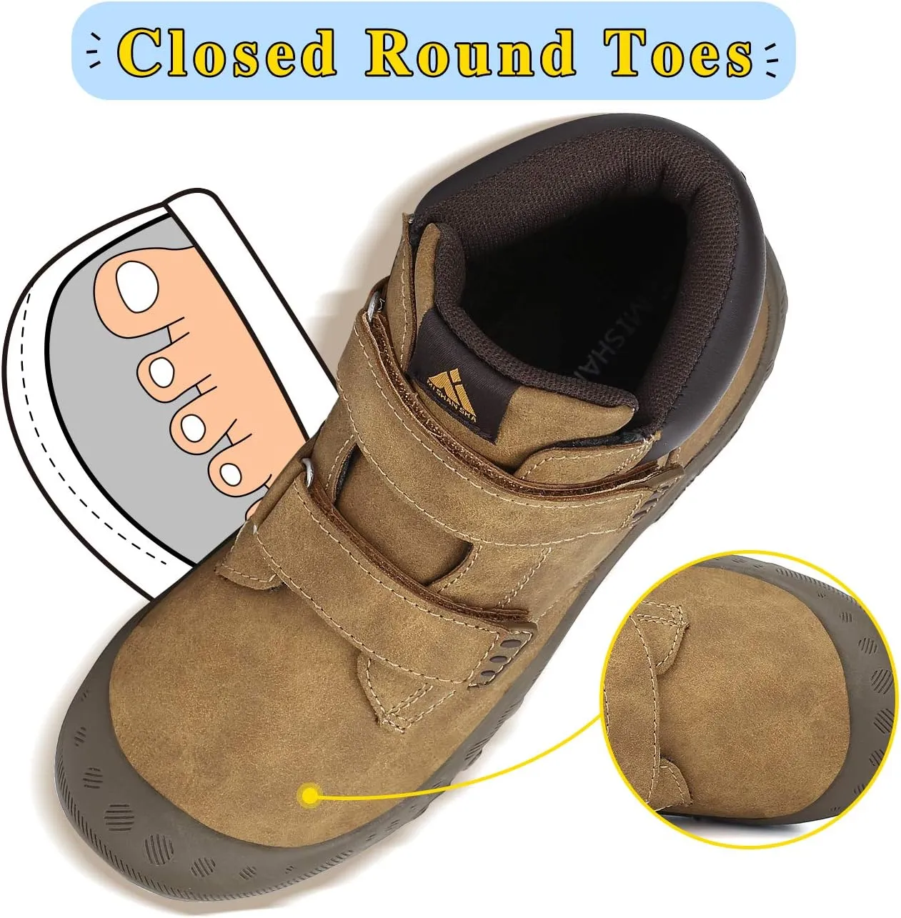 Mishansha Unisex-Child Outdoor Ankle Hiking Boots Boys Girls Trekking Walking Shoes with Hook and Loop