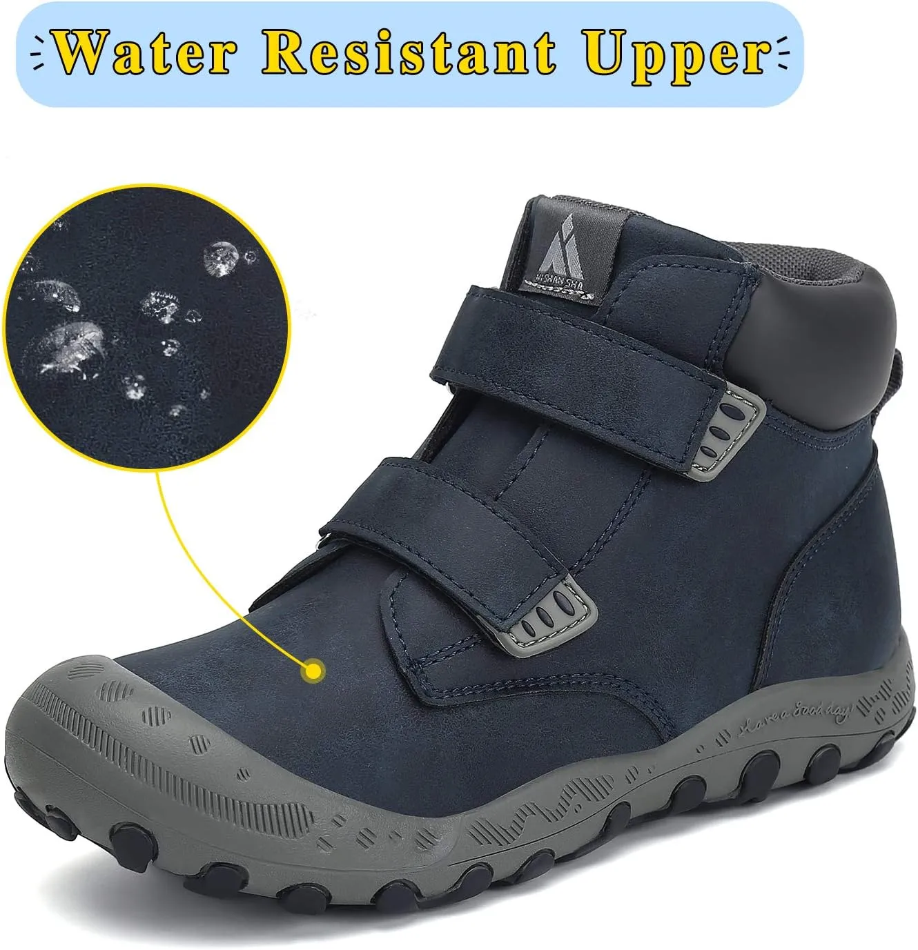 Mishansha Unisex-Child Outdoor Ankle Hiking Boots Boys Girls Trekking Walking Shoes with Hook and Loop