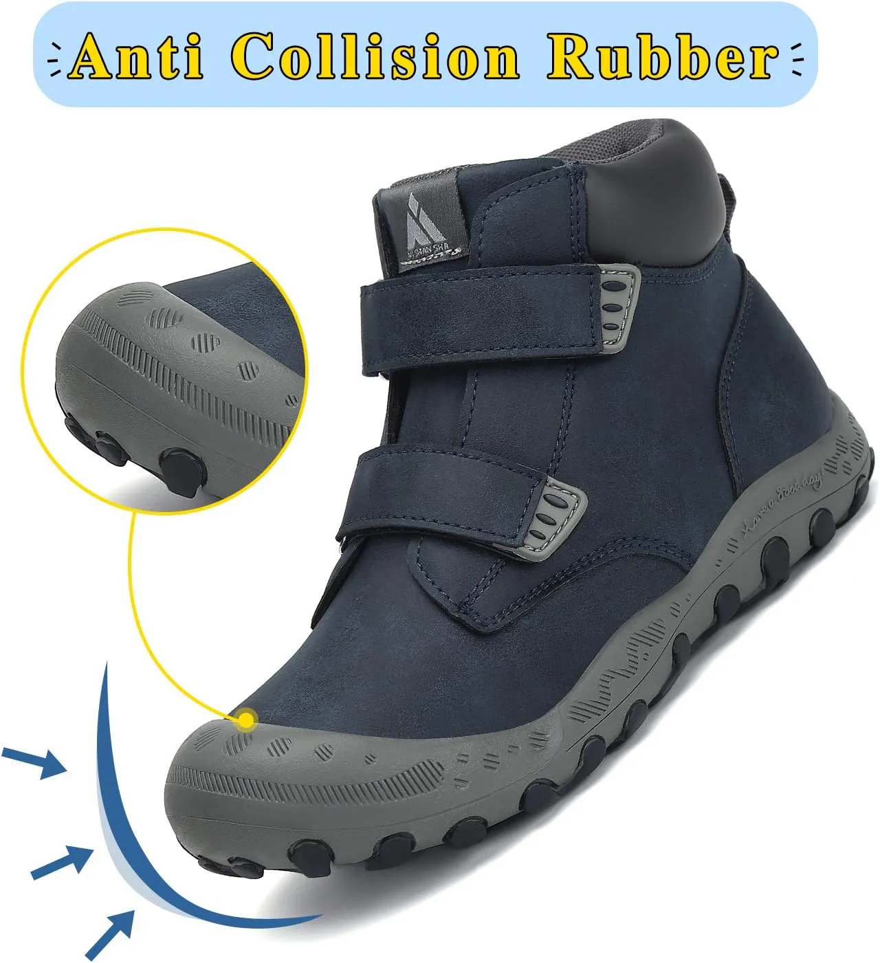 Mishansha Unisex-Child Outdoor Ankle Hiking Boots Boys Girls Trekking Walking Shoes with Hook and Loop