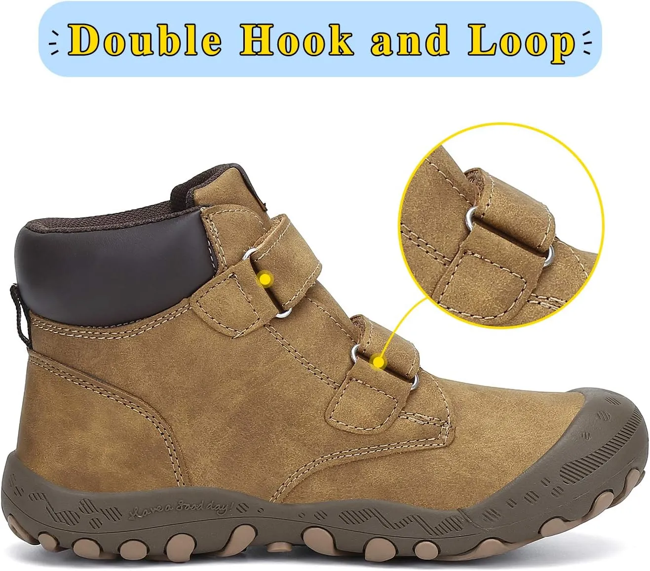 Mishansha Unisex-Child Outdoor Ankle Hiking Boots Boys Girls Trekking Walking Shoes with Hook and Loop