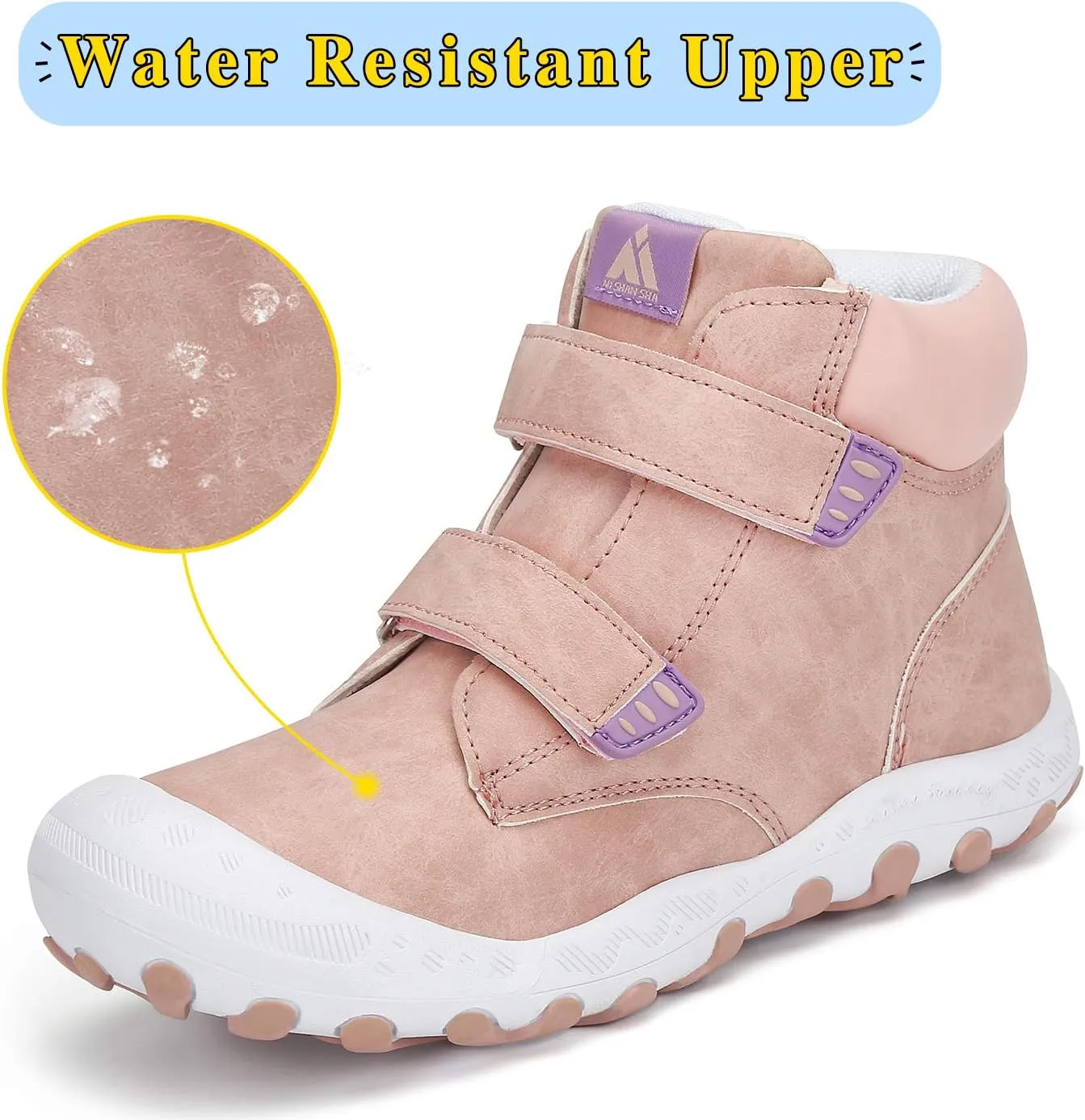 Mishansha Unisex-Child Outdoor Ankle Hiking Boots Boys Girls Trekking Walking Shoes with Hook and Loop