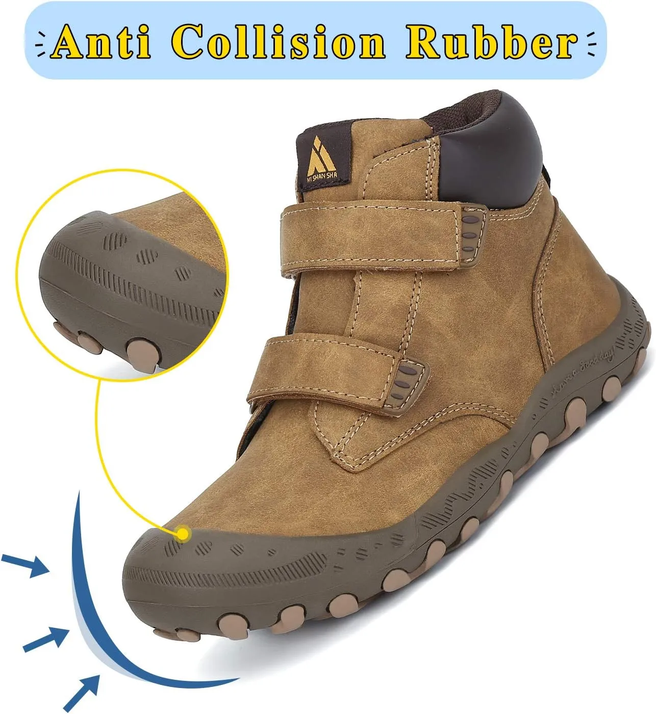 Mishansha Unisex-Child Outdoor Ankle Hiking Boots Boys Girls Trekking Walking Shoes with Hook and Loop