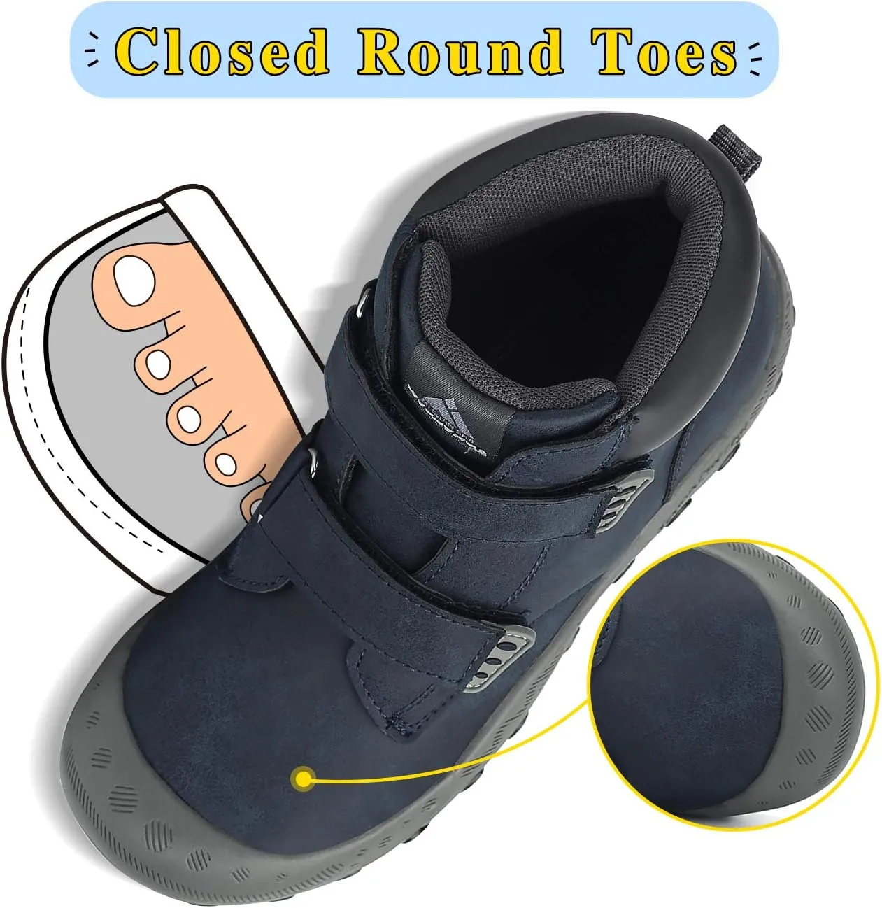 Mishansha Unisex-Child Outdoor Ankle Hiking Boots Boys Girls Trekking Walking Shoes with Hook and Loop