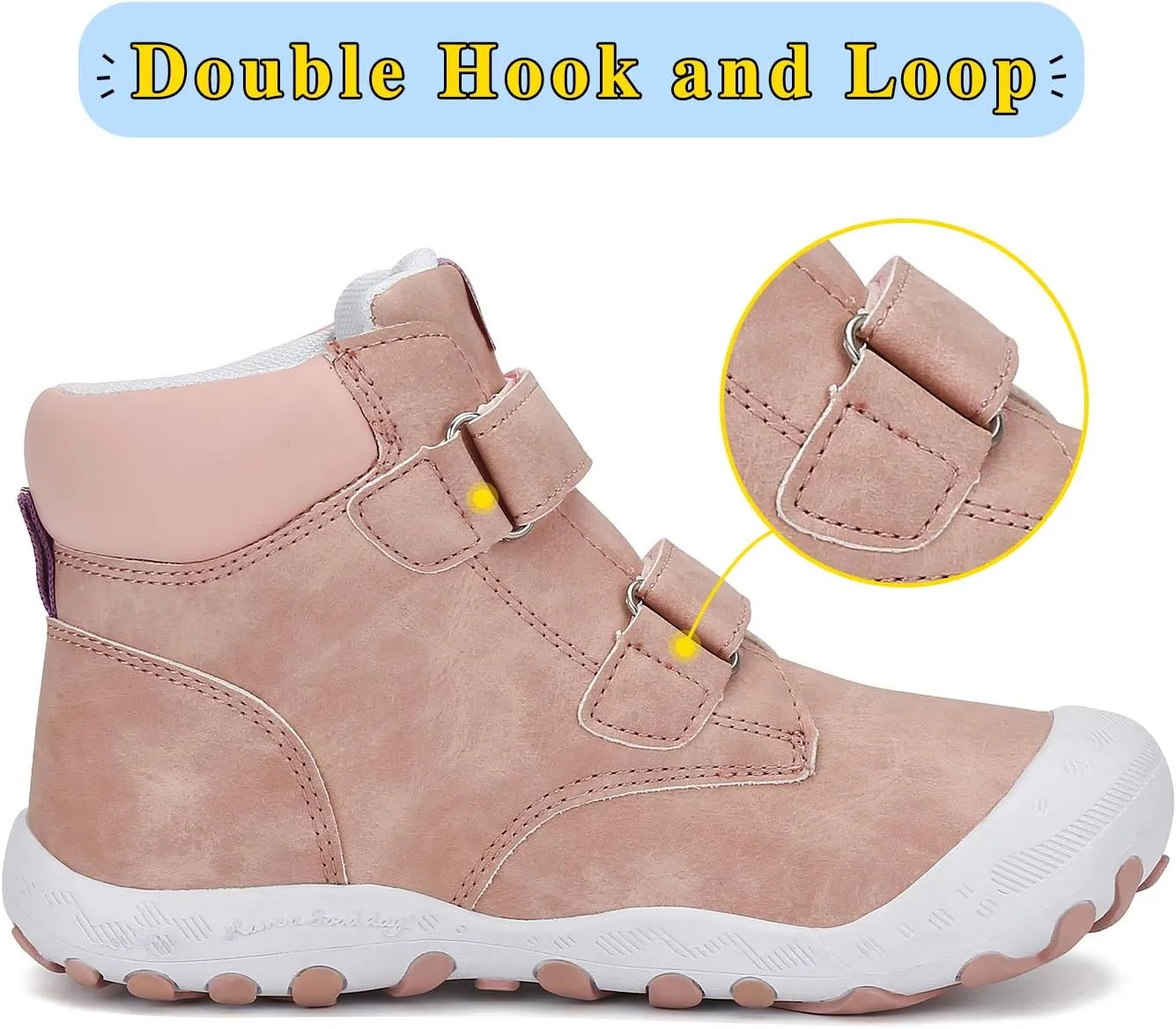 Mishansha Unisex-Child Outdoor Ankle Hiking Boots Boys Girls Trekking Walking Shoes with Hook and Loop