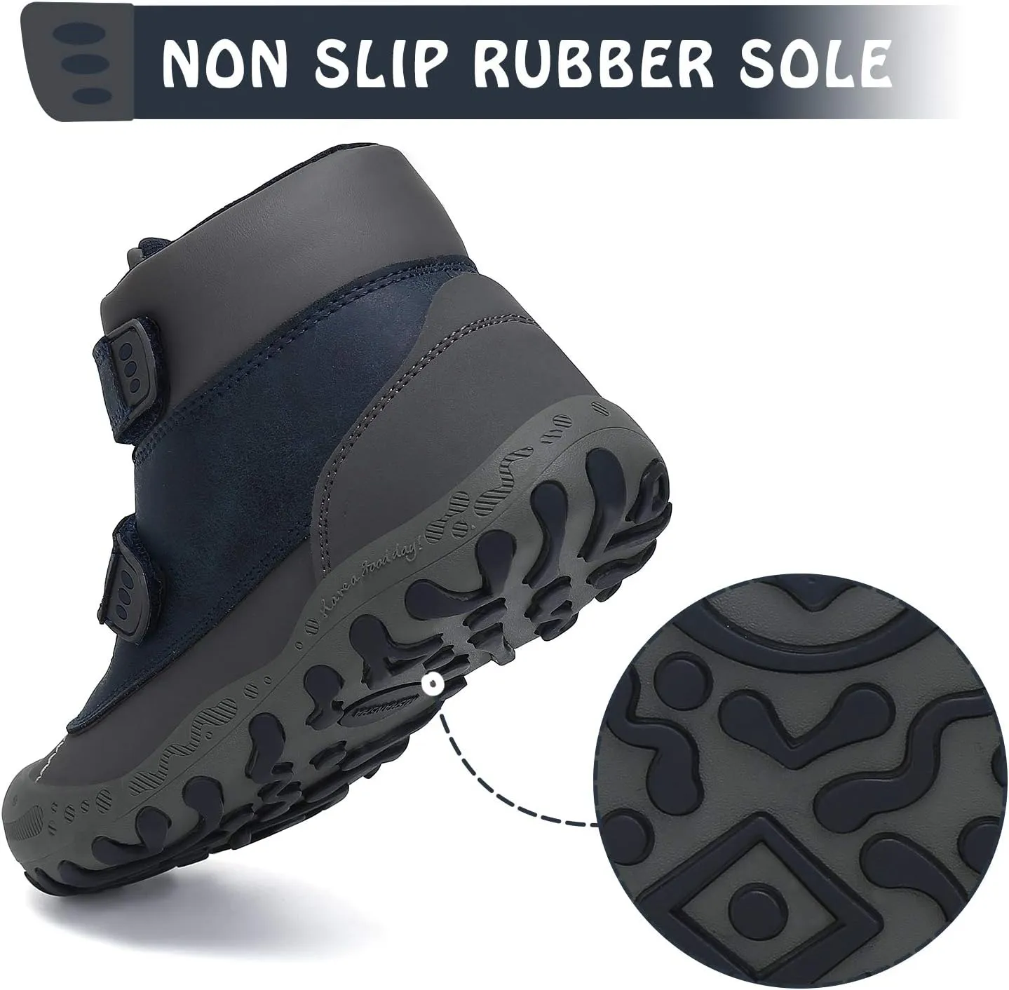 Mishansha Unisex-Child Outdoor Ankle Hiking Boots Boys Girls Trekking Walking Shoes with Hook and Loop