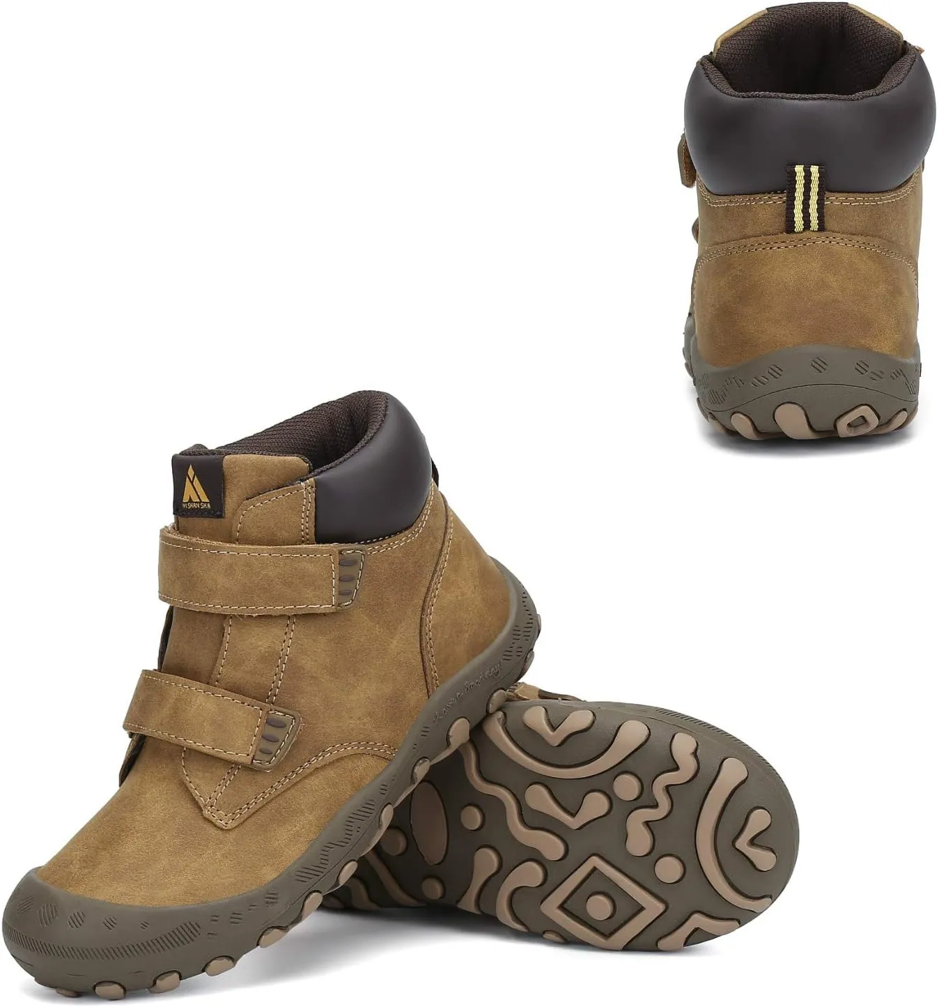 Mishansha Unisex-Child Outdoor Ankle Hiking Boots Boys Girls Trekking Walking Shoes with Hook and Loop