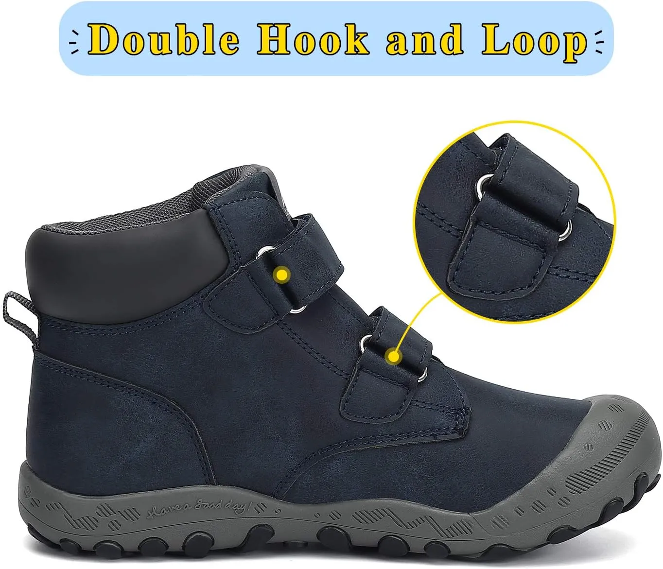 Mishansha Unisex-Child Outdoor Ankle Hiking Boots Boys Girls Trekking Walking Shoes with Hook and Loop