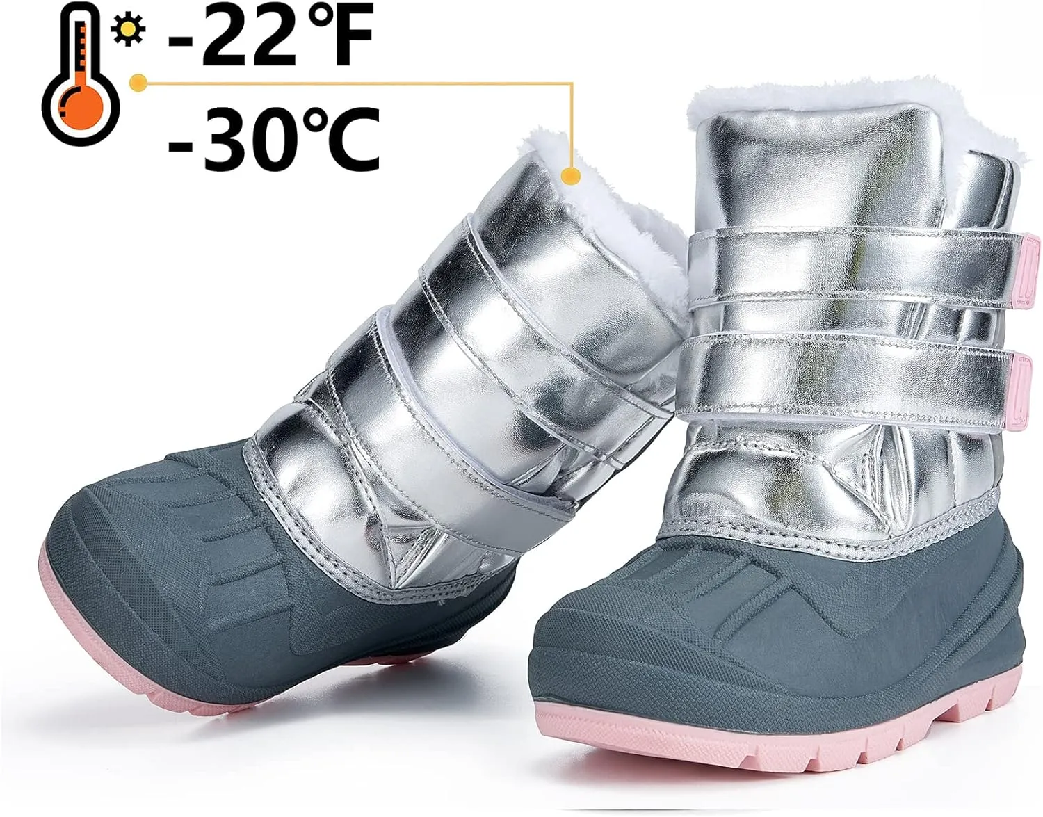 MORENDL Toddler Winter Snow Boots Waterproof Insulated Faux Fur Boys Girls Hiking Boots (Toddler/Little Kid)