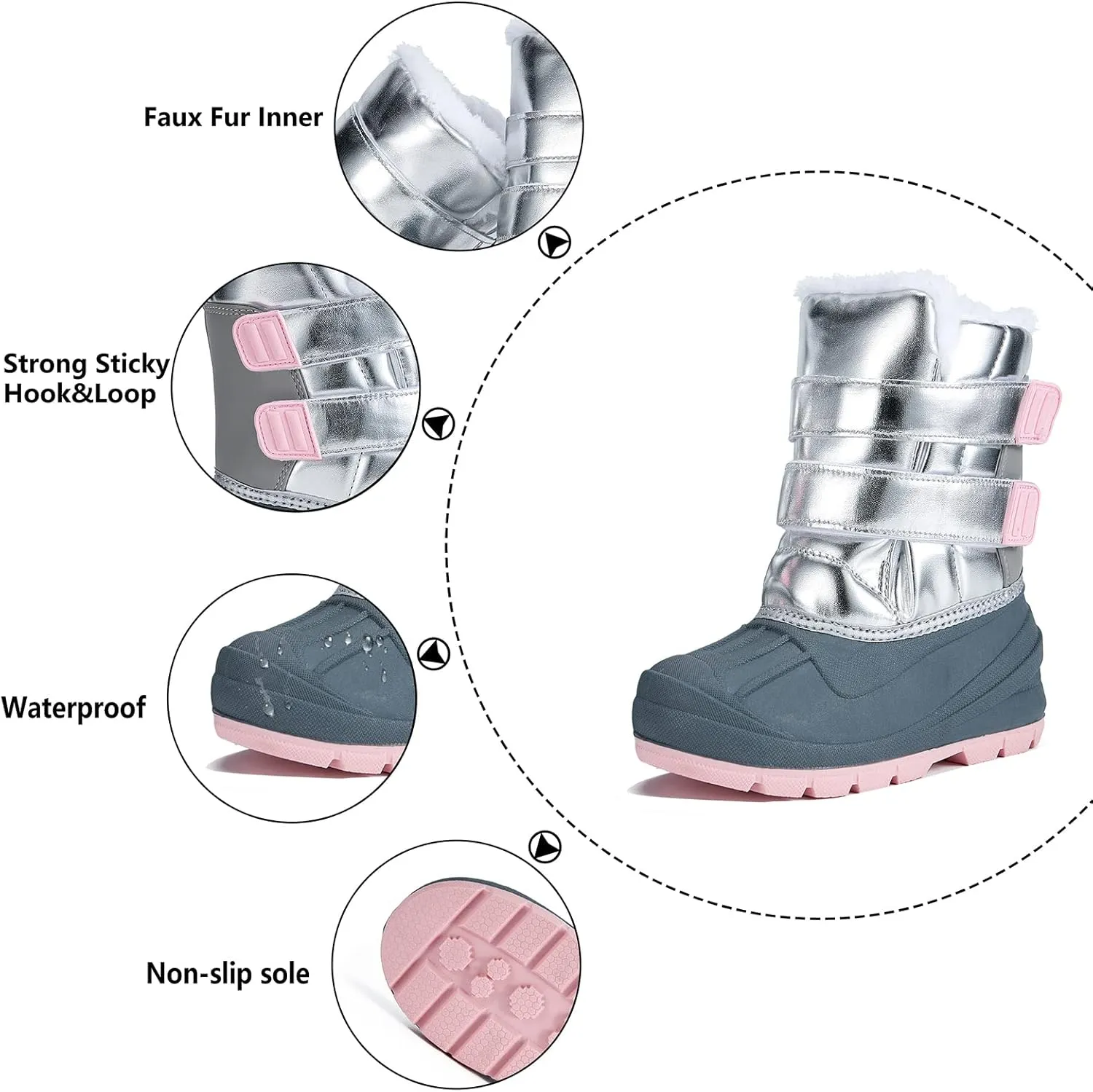MORENDL Toddler Winter Snow Boots Waterproof Insulated Faux Fur Boys Girls Hiking Boots (Toddler/Little Kid)