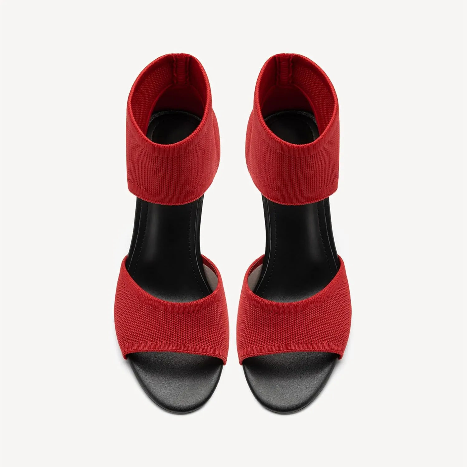 Mousse Fit Women Retro Peep Toe Elegant Stiletto Low Heeled Sandals Breathable Mesh Knit Elastic Design Upper Comfortable Shoes
